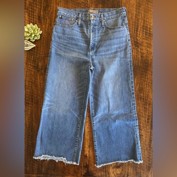 J. Crew | Point Sur Wide Leg Crop Jeans with Raw Hem, Size 31 - Picture 1 of 10